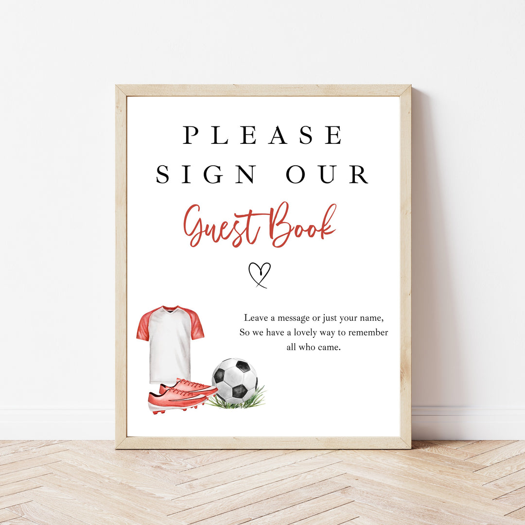 Personalised Red Football First Birthday Guest Book