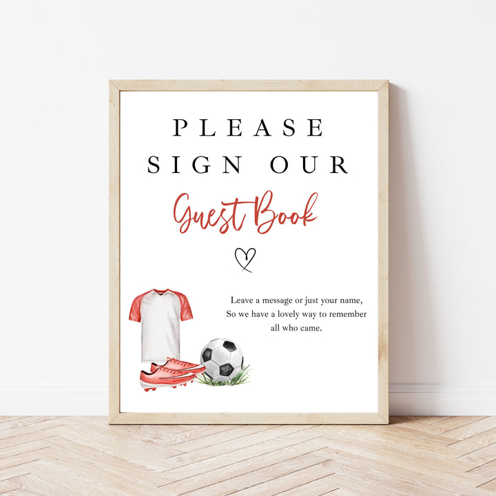 Personalised Red Football First Birthday Guest Book