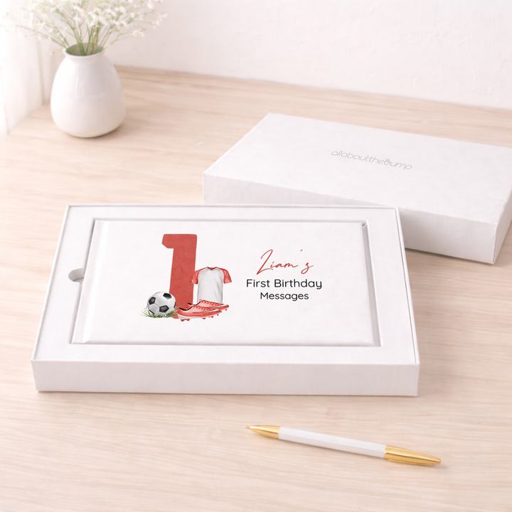 Personalised Red Football First Birthday Guest Book