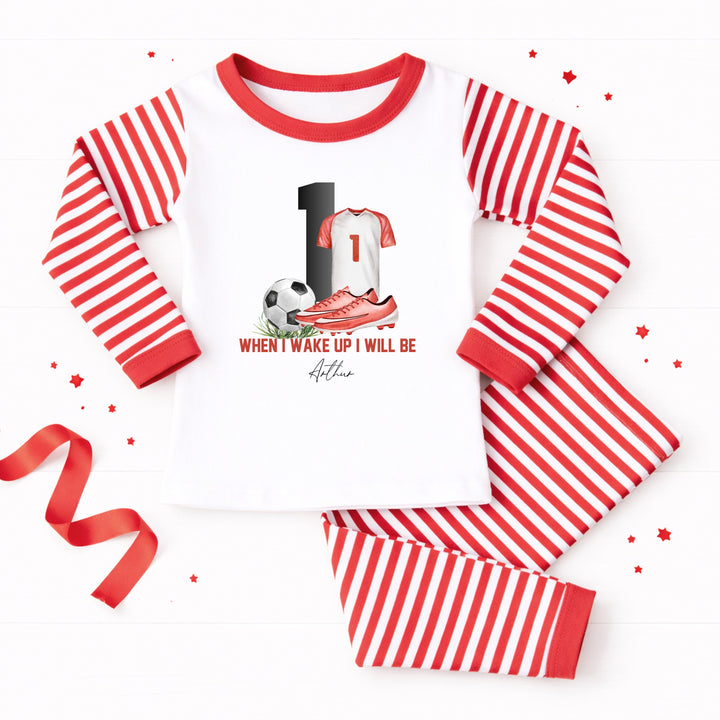 Personalised Red Football First Birthday Pyjamas