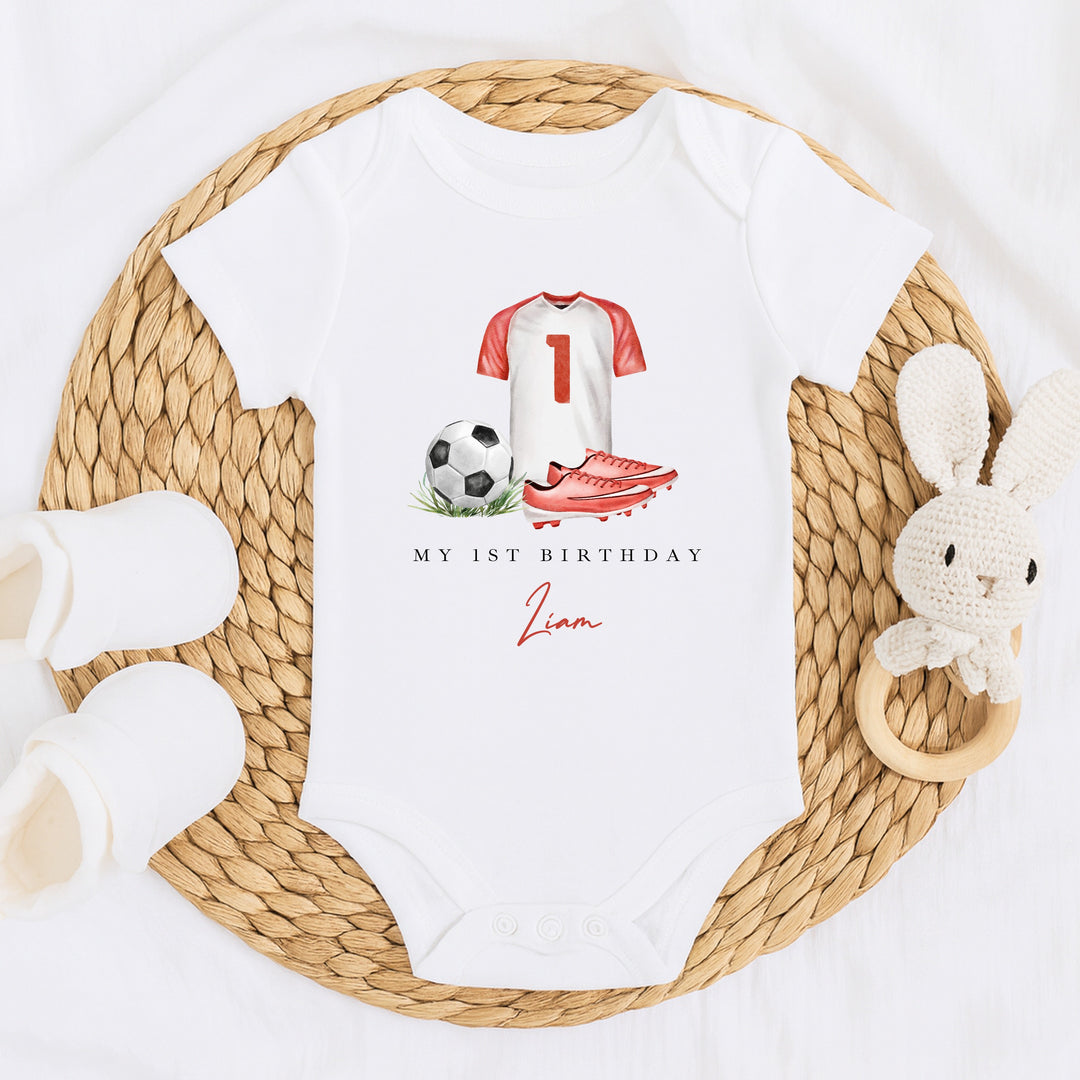 Personalised Red Football First Birthday Vest