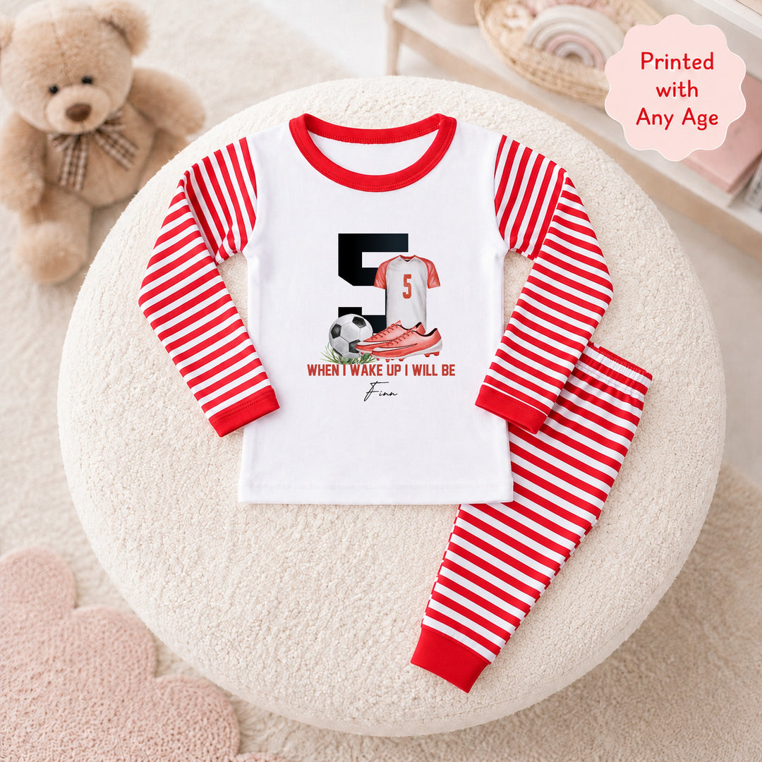 Personalised Red Football Any Age Birthday Pyjamas