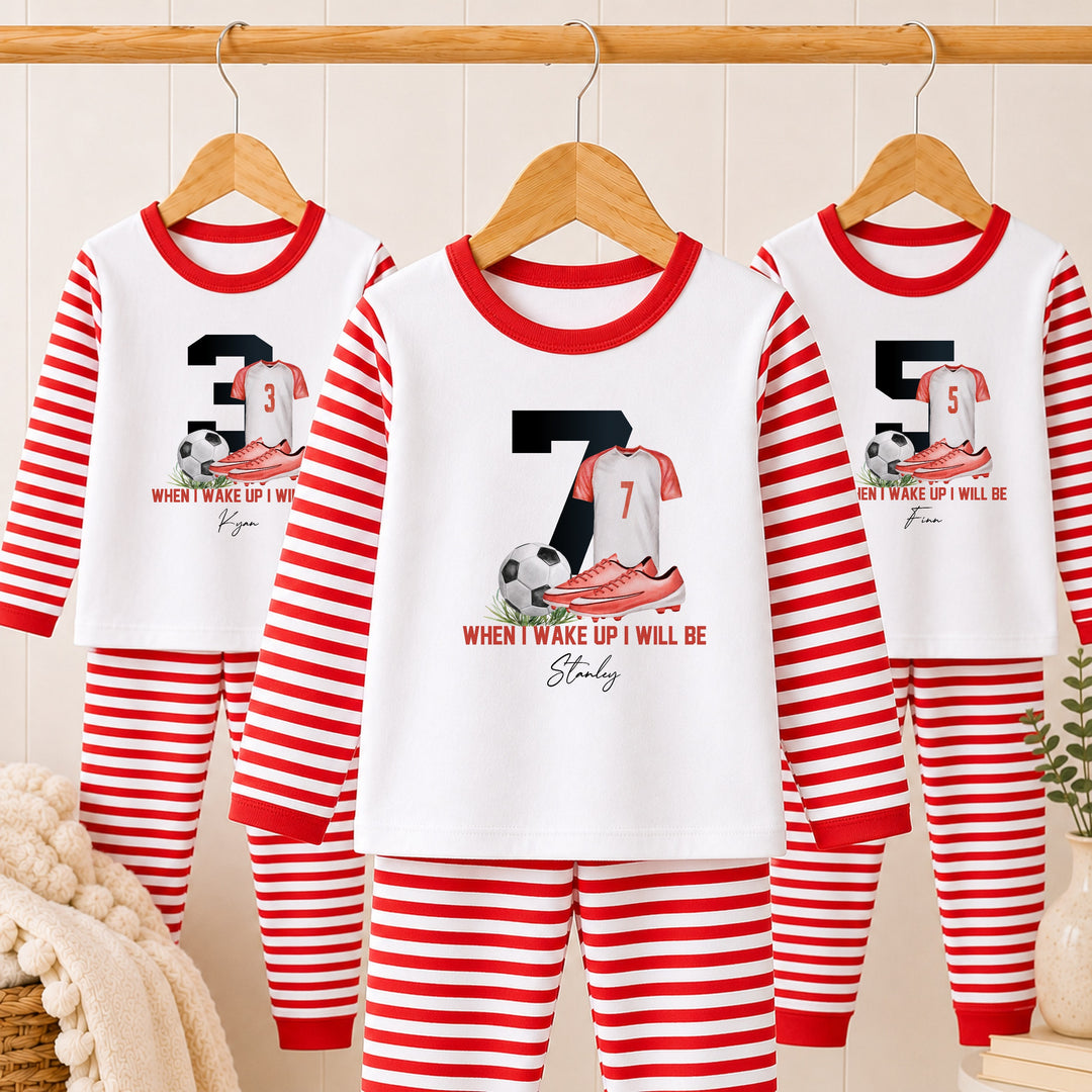 Personalised Red Football Any Age Birthday Pyjamas