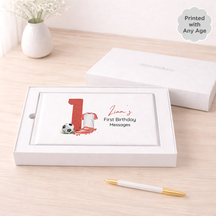 Personalised Red Football Any Age Birthday Guest Book