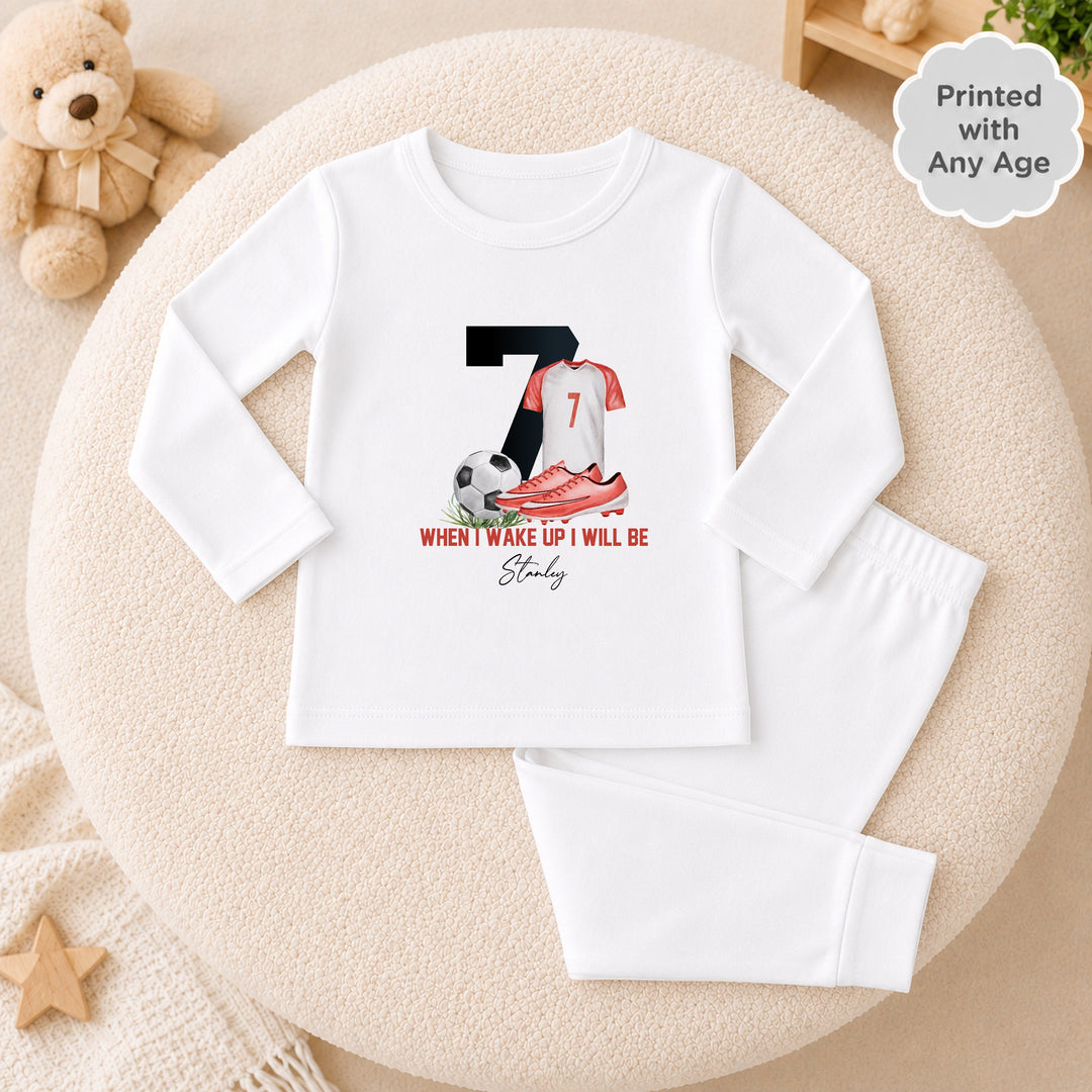 Personalised Red Football Any Age Birthday Pyjamas