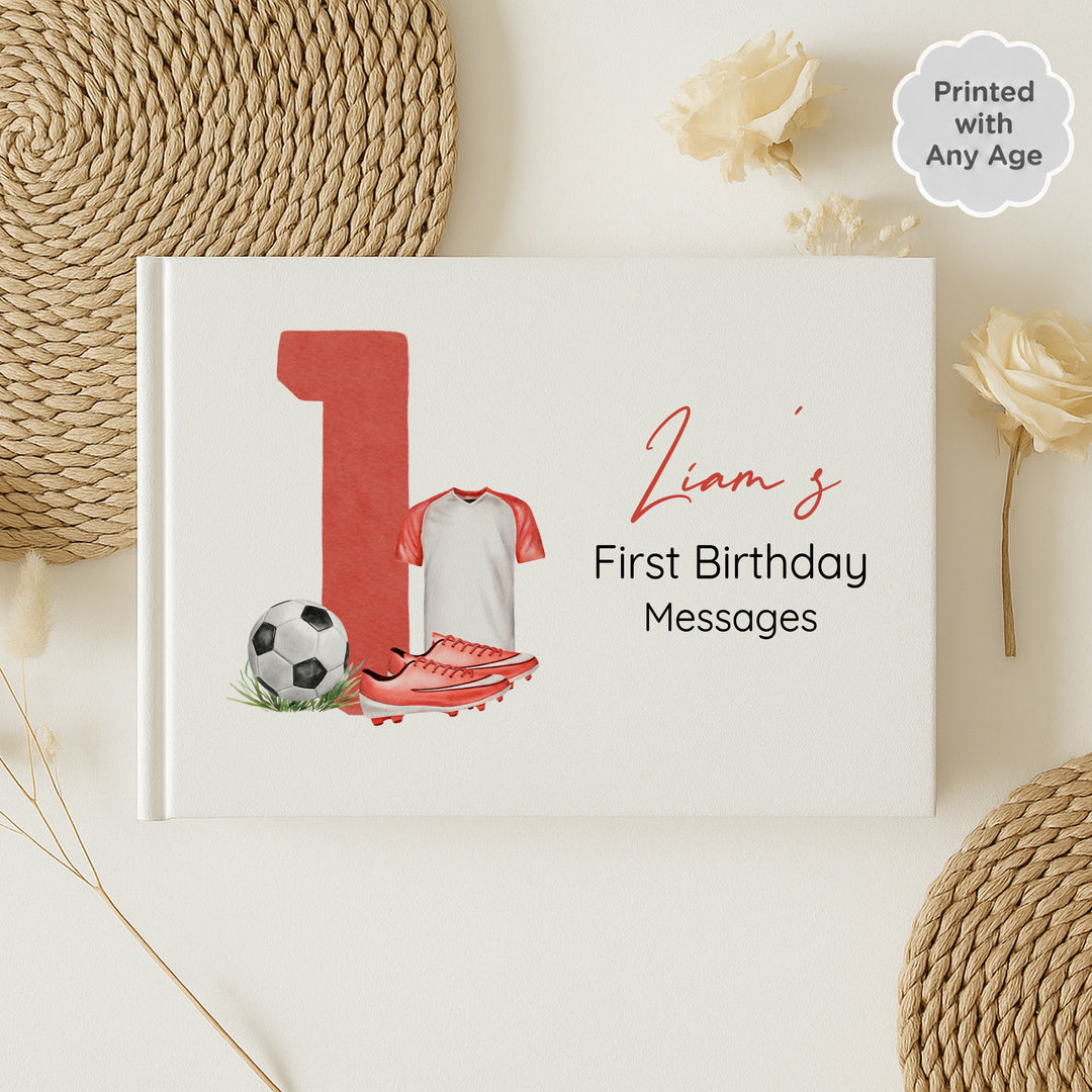 Personalised Red Football Any Age Birthday Guest Book