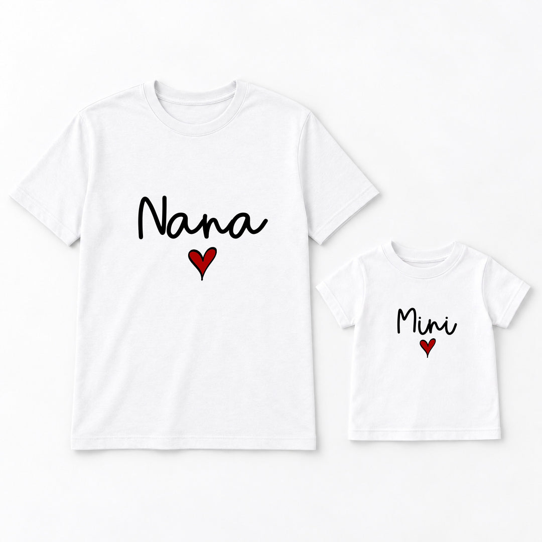 Nana &amp; Mini Red Heart Matching Outfits