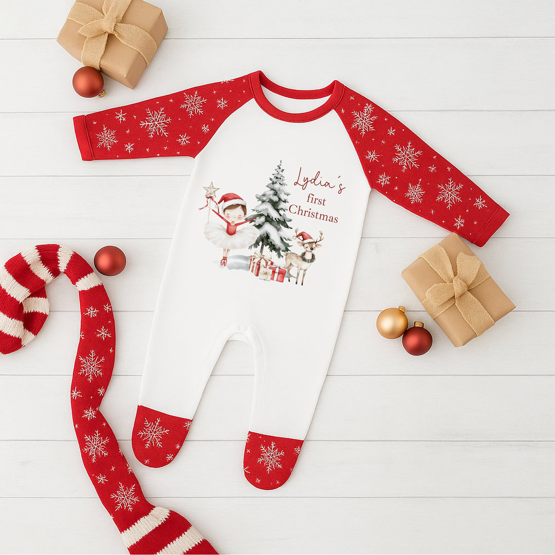 Personalised Red Nutcracker Sibling Matching Snowflake Christmas Babygrow/Pyjamas