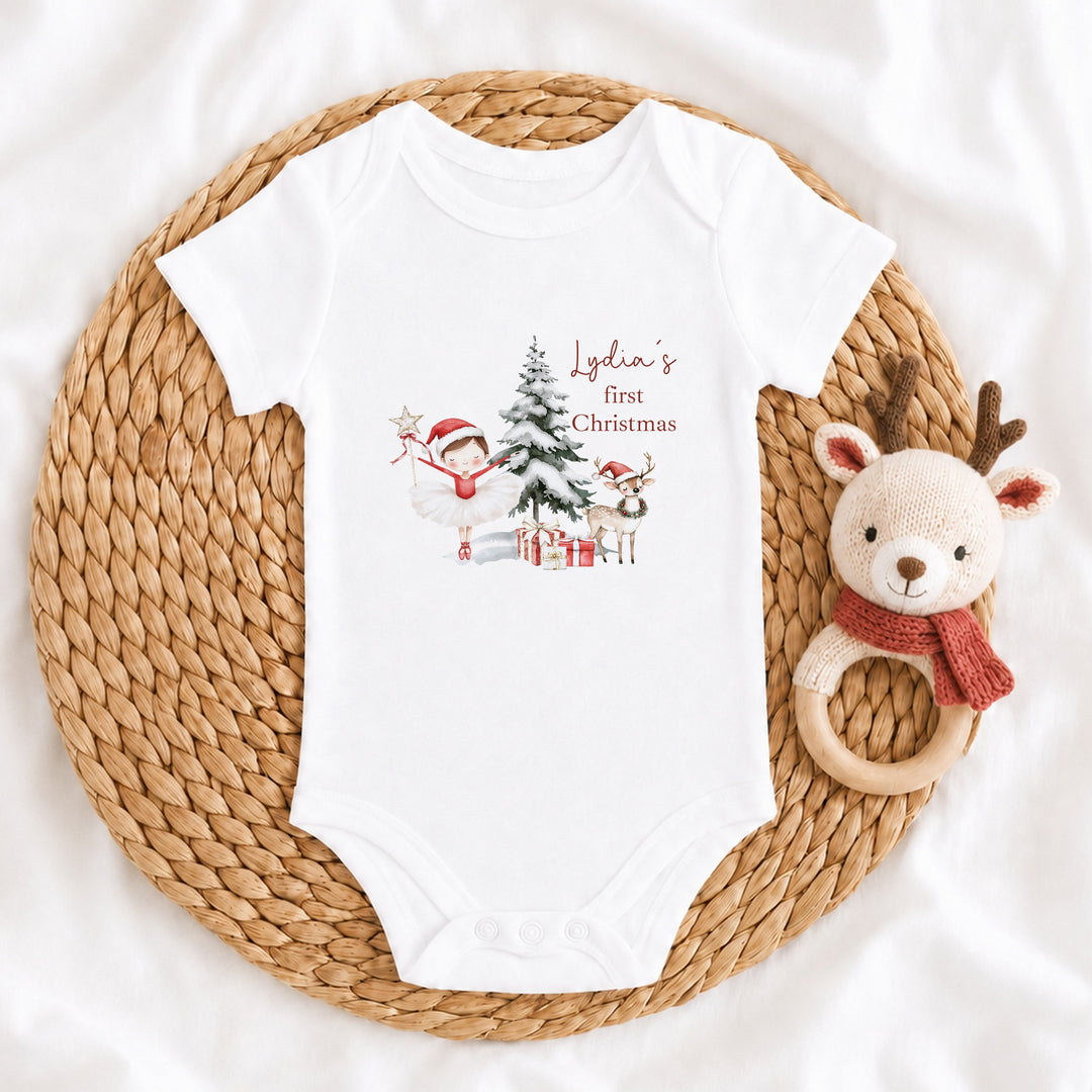 Personalised Red Girl Nutcracker My First Christmas Red Tutu &amp; Vest Set