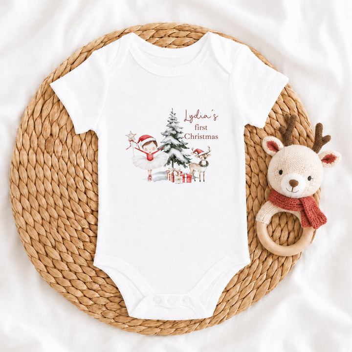 Personalised Red Girl Nutcracker My First Christmas Red Tutu &amp; Vest Set