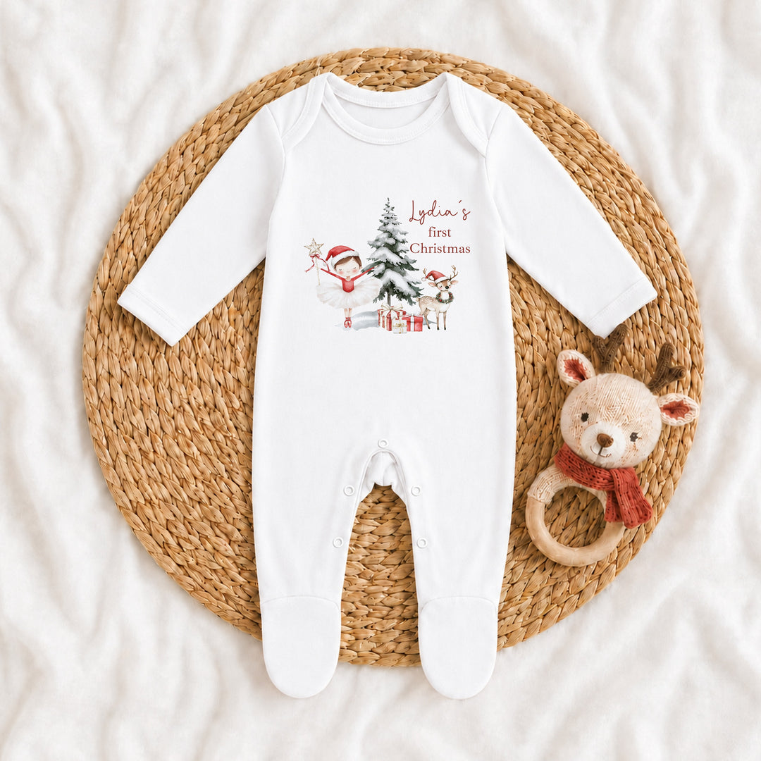 Personalised Red Girl Nutrcaker My First Christmas Baby Grow, Vest or Bib