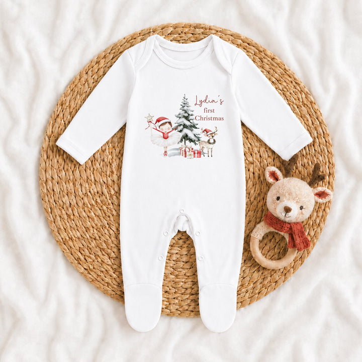 Personalised Red Girl Nutrcaker My First Christmas Baby Grow, Vest or Bib