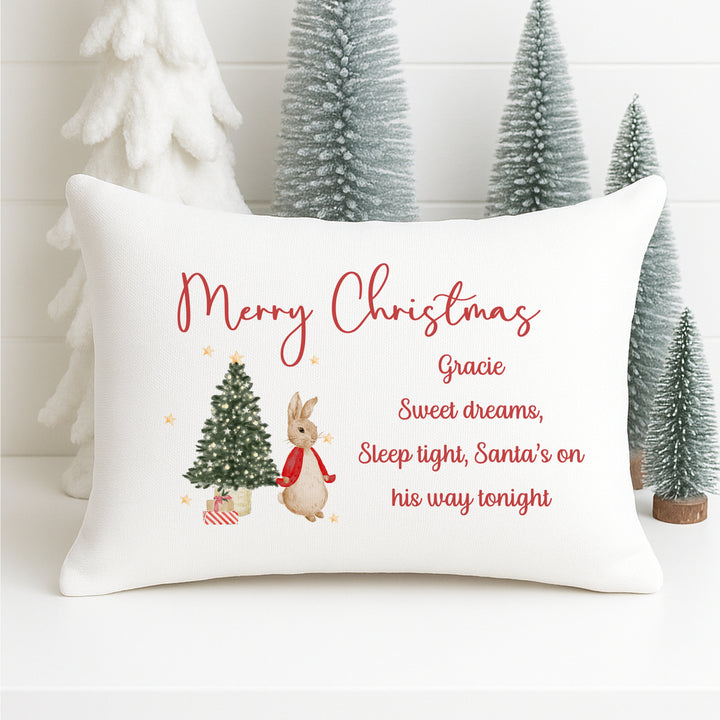 Personalised Red Rabbit Sweet Dream Christmas Eve Pillow Case
