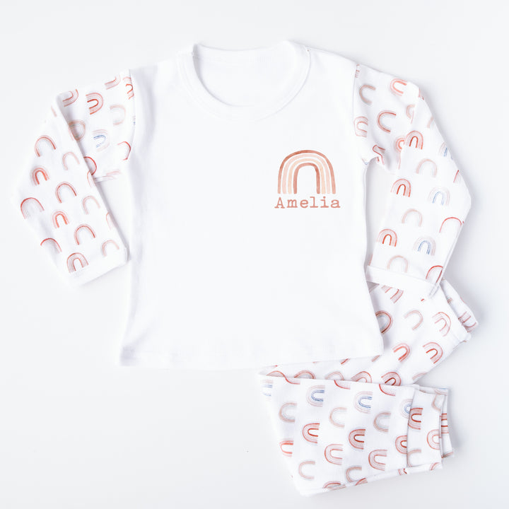 Personalised Red Rainbow Pocket Pyjamas