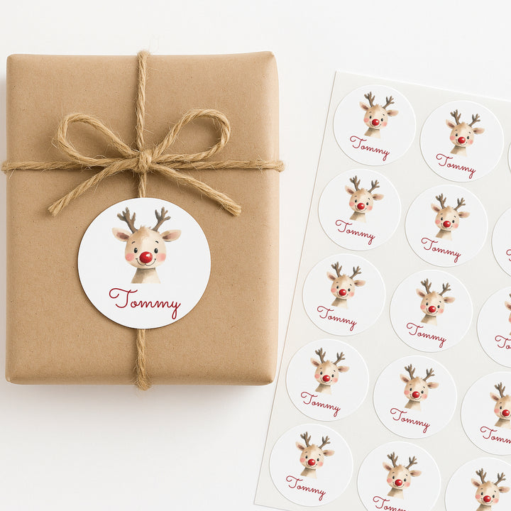 Personalised Reindeer Christmas Stickers
