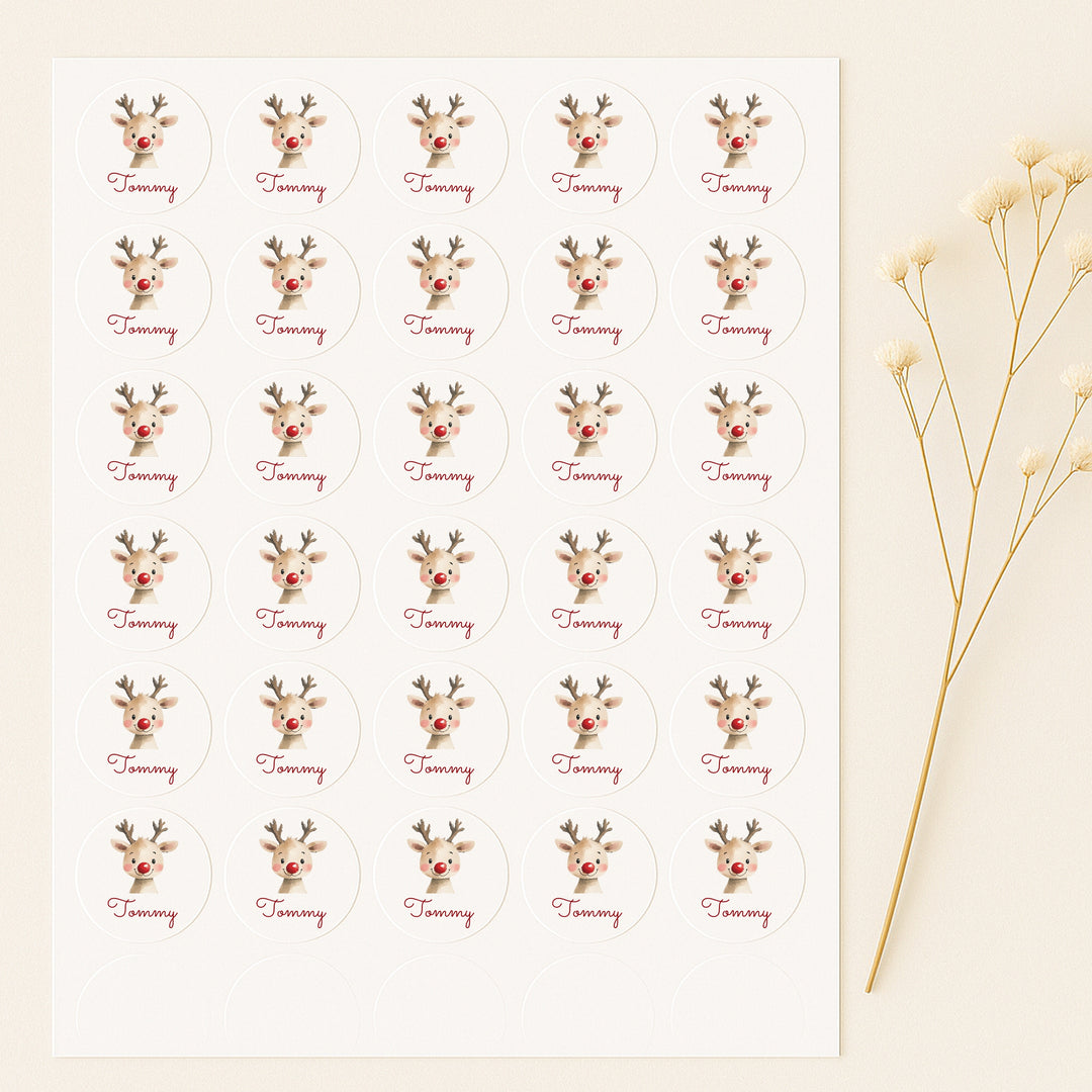Personalised Reindeer Christmas Stickers