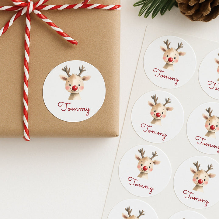 Personalised Reindeer Christmas Stickers