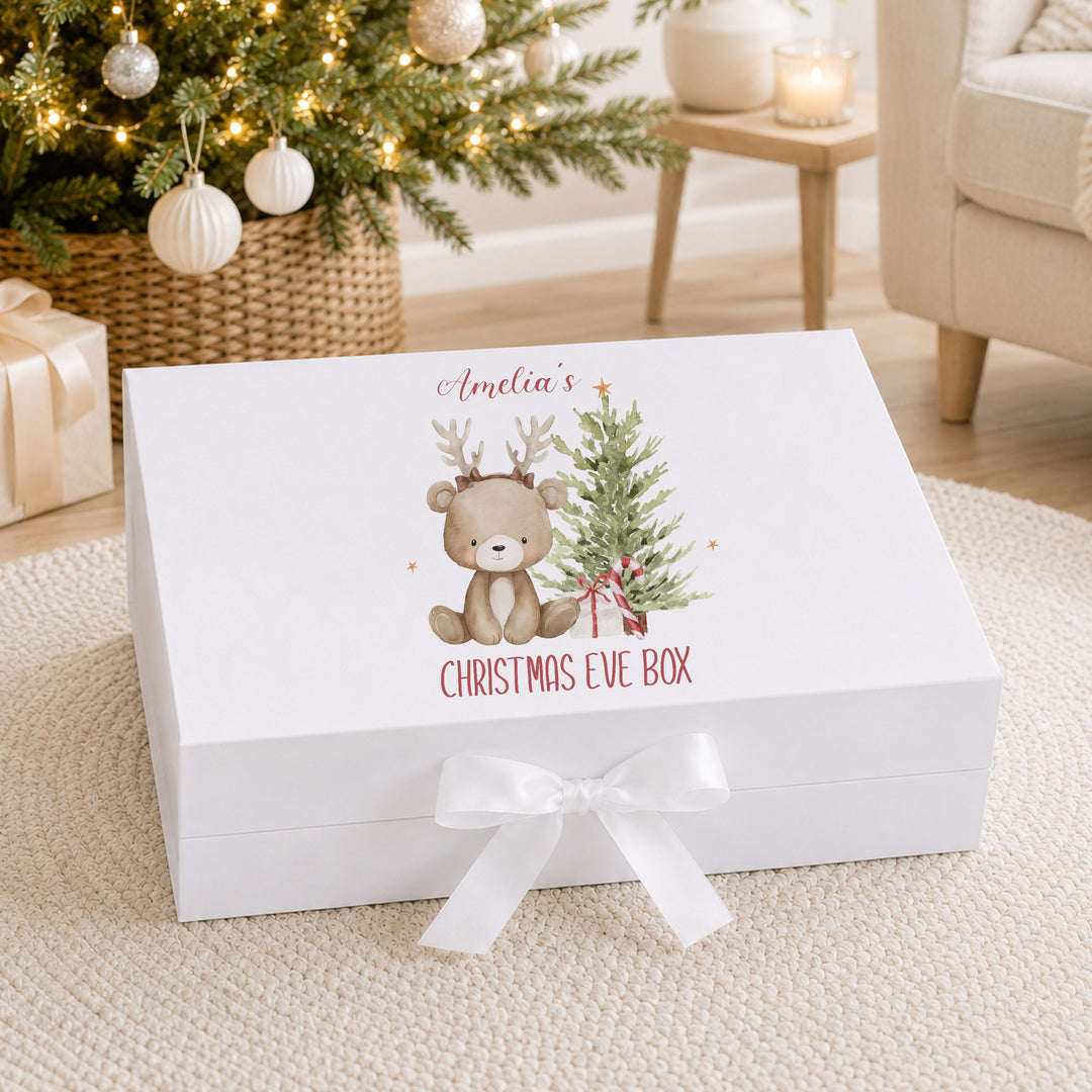 Personalised Bear Reindeer Tree Christmas Eve Box
