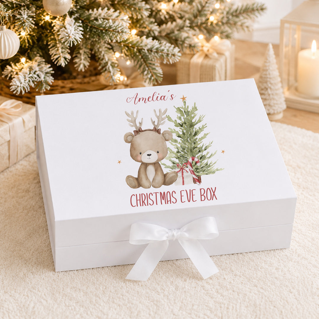 Personalised Bear Reindeer Tree Christmas Eve Box