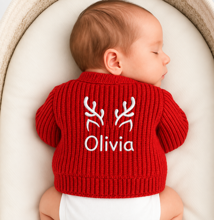 Personalised Reindeer Ears Christmas Cardigan