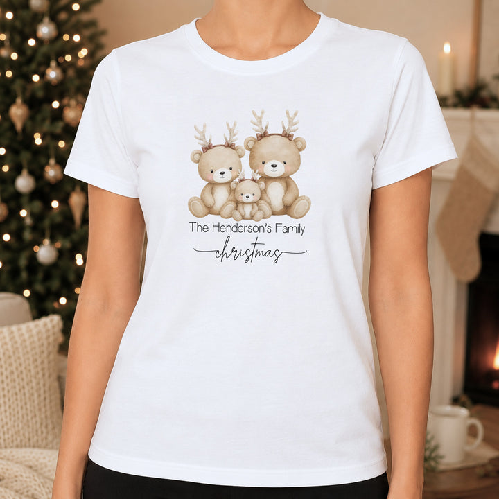 Personalised Reindeer Bear Family Matching Tartan Christmas Pyjamas