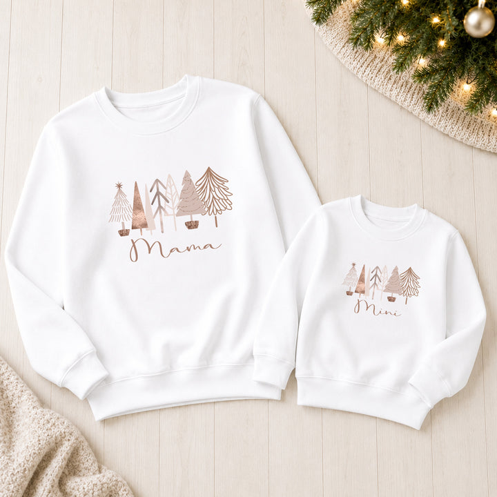 Rose Gold Tree Mum &amp; Mini Matching Christmas Jumpers