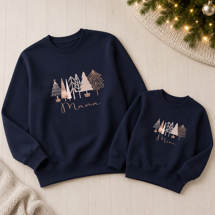 Rose Gold Tree Mum &amp; Mini Matching Christmas Jumpers