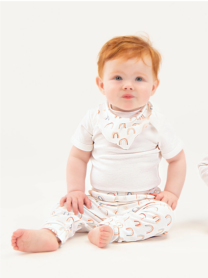 Personalised Rainbow Babygrow with optional Hat, Headband and Bib