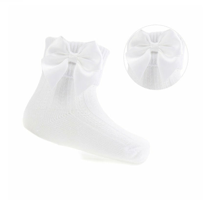 White Ankle Socks With Bows