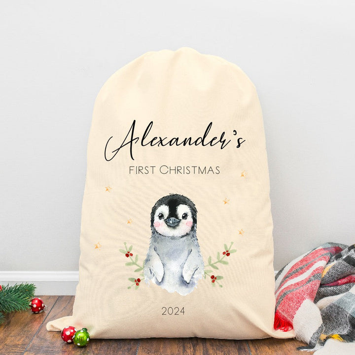 Personalised Little Penguin Santa Sack