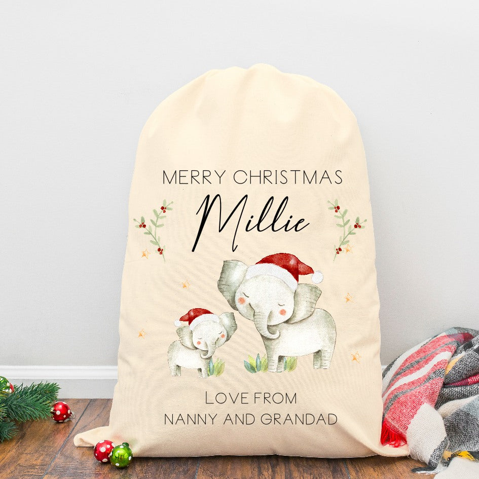 Personalised Elephant Family Santa Sack