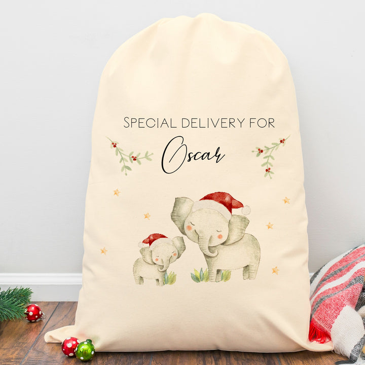 Personalised Elephant Family Santa Sack