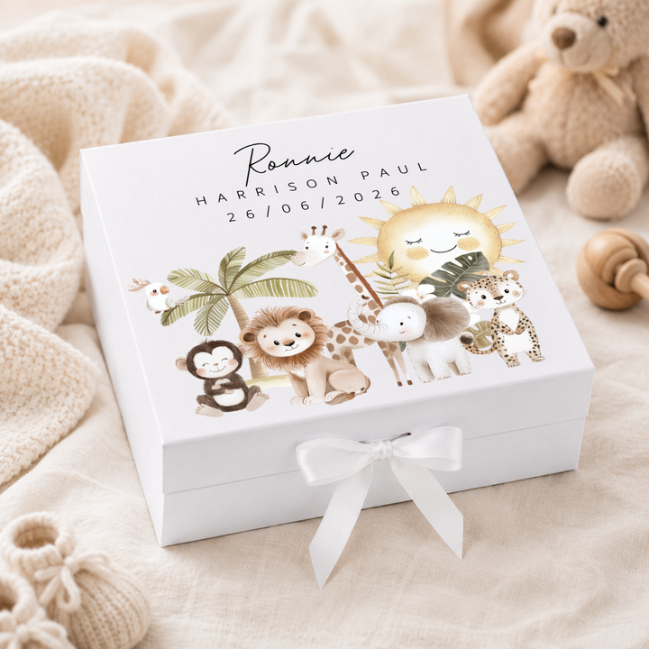 Personalised Jungle Baby Keepsake Box