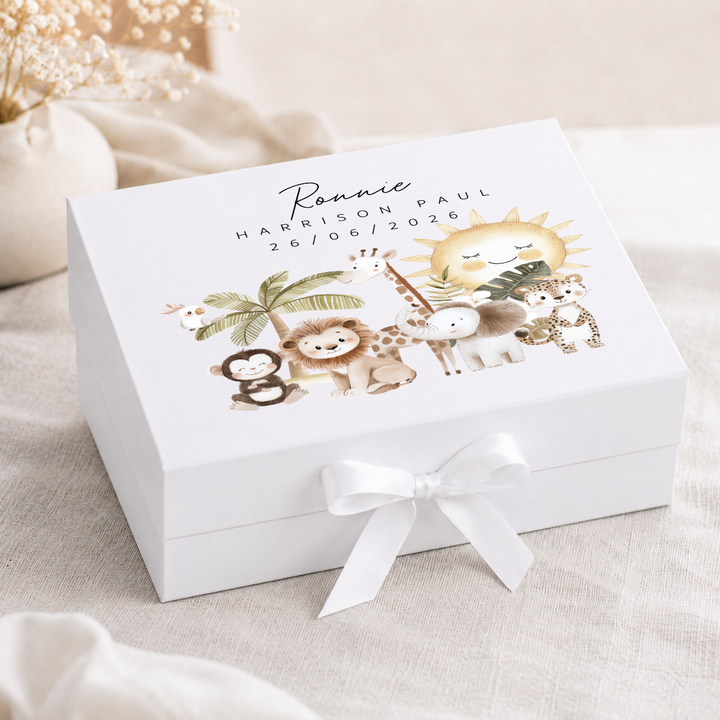 Personalised Jungle Baby Keepsake Box