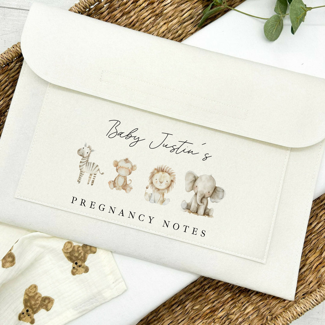 Personalised Watercolour Safari Pregnancy/Maternity Notes Baby Folder