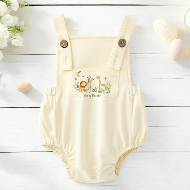 Personalised Unisex Safari Lemon Dungarees