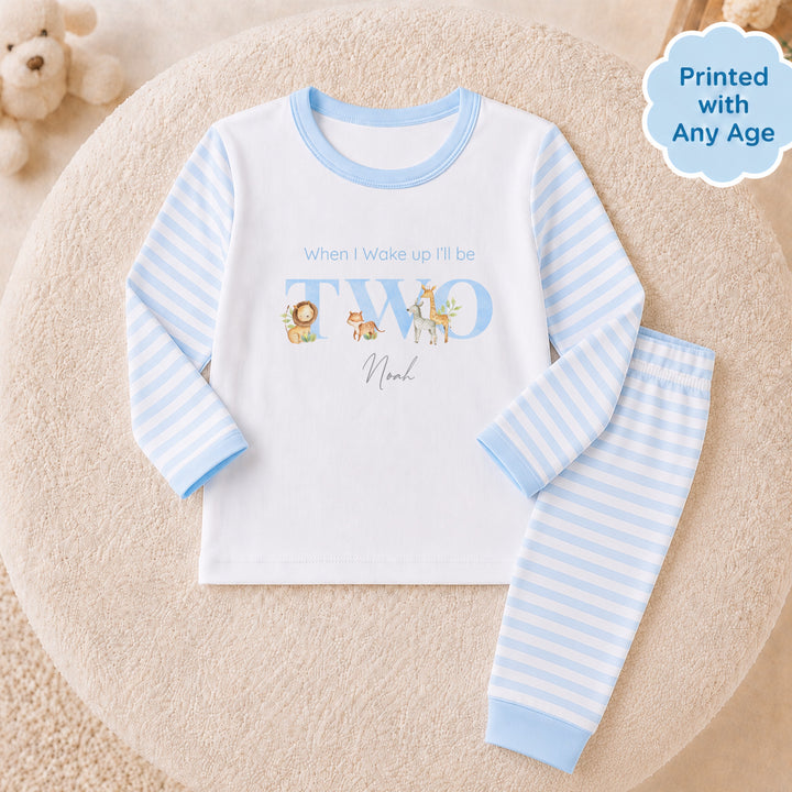 Personalised Blue Jungle Any Age Birthday Pyjamas