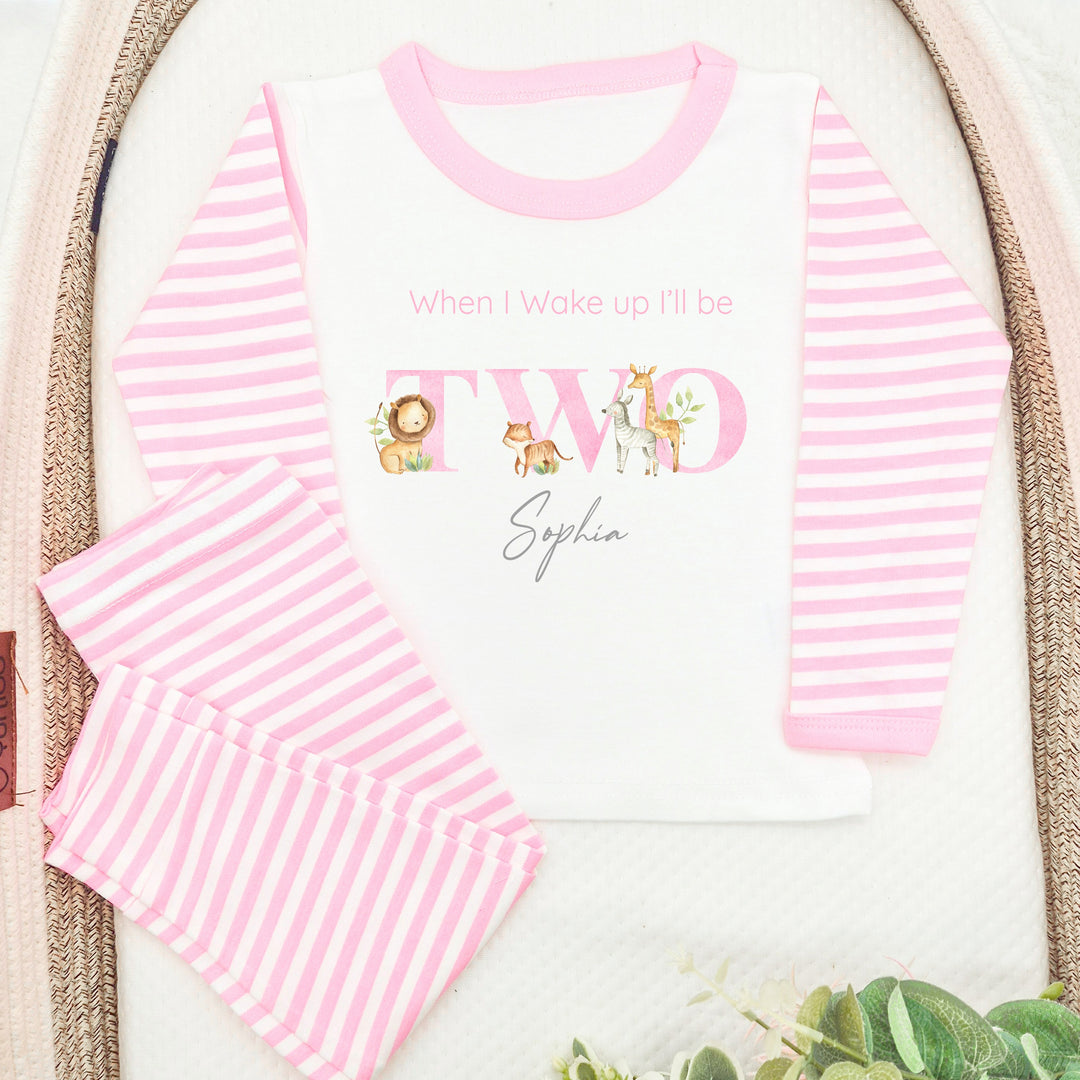 Personalised Jungle Pink Second Birthday Pyjamas