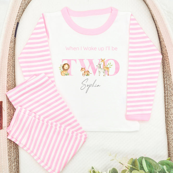 Personalised Jungle Pink Second Birthday Pyjamas