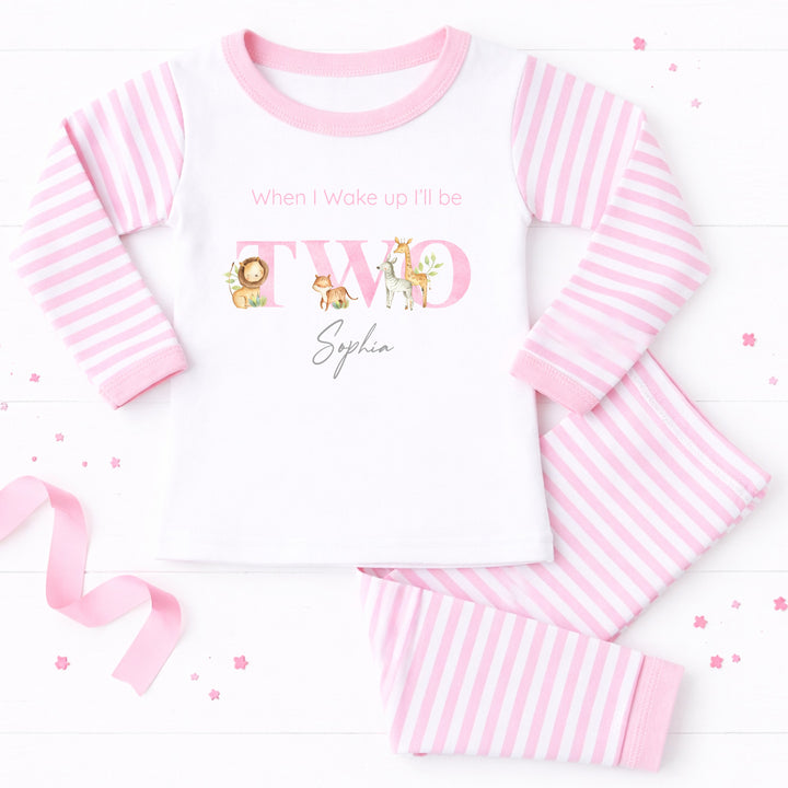 Personalised Jungle Pink Second Birthday Pyjamas