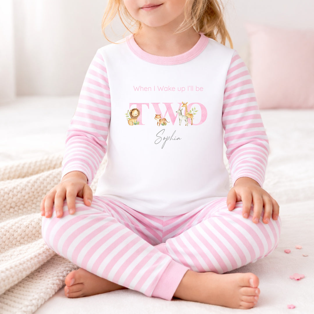 Personalised Jungle Pink Second Birthday Pyjamas