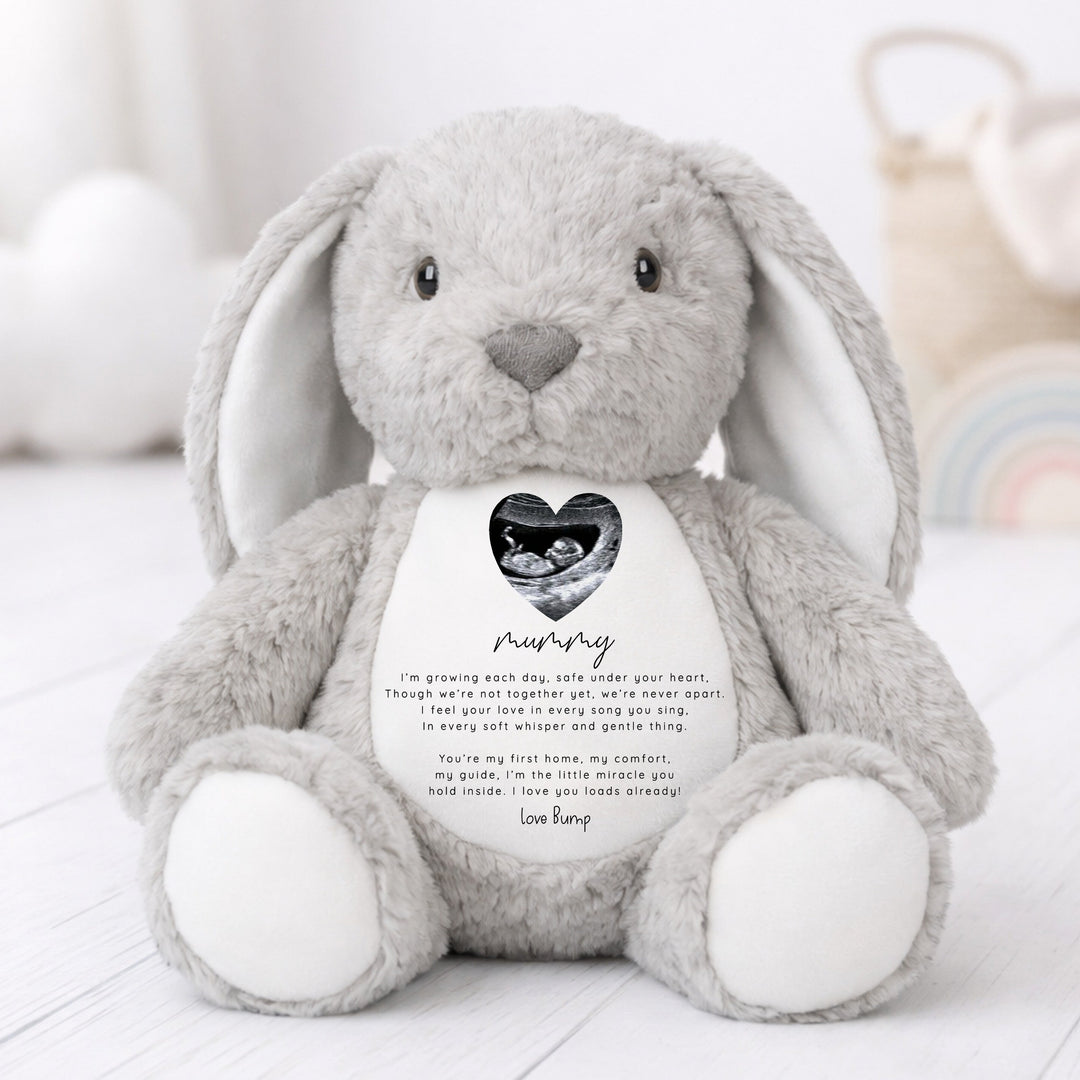 Personalised Mummy Love Bump Baby Scan Rabbit