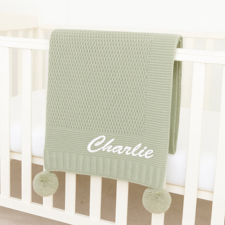 Personalised Embroidered Knitted Baby Blanket