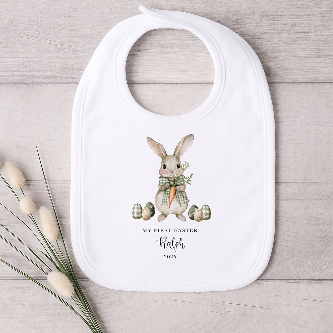 Personalised Green Bunny My First Easter Baby Grow, Vest or Bib