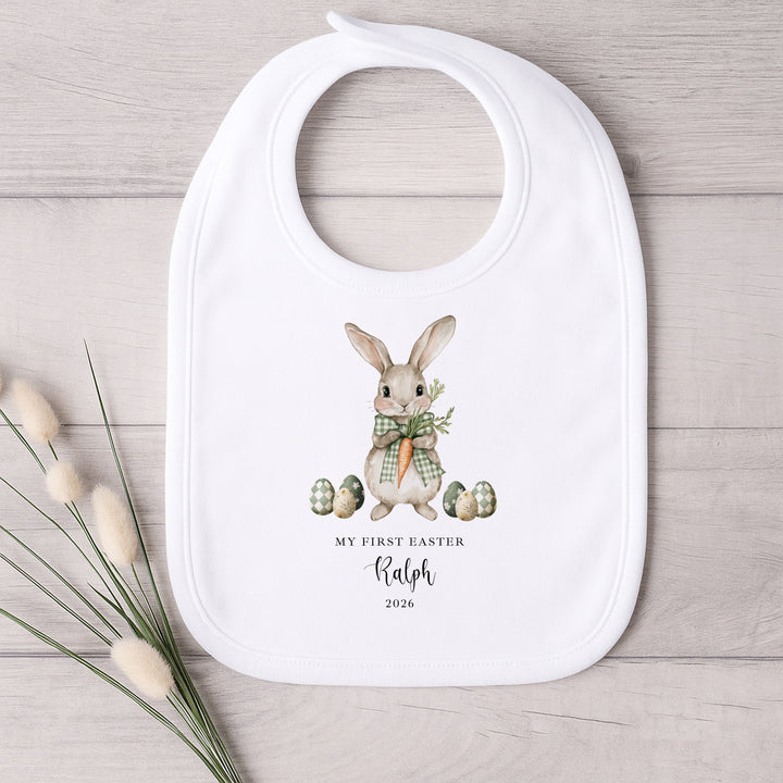 Personalised Green Bunny My First Easter Baby Grow, Vest or Bib