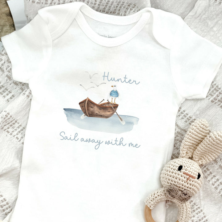 Personalised Sail Away With Me Babygrow/Vest