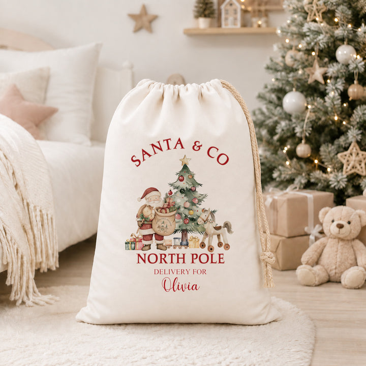 Personalised Santa &amp; Co Christmas Canvas Santa Sack