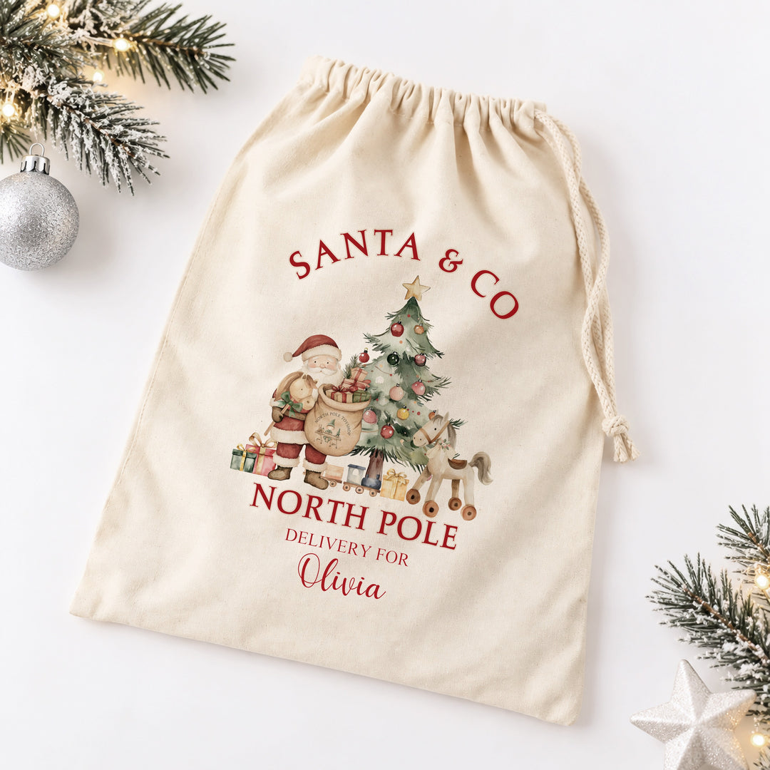 Personalised Santa &amp; Co Christmas Canvas Santa Sack