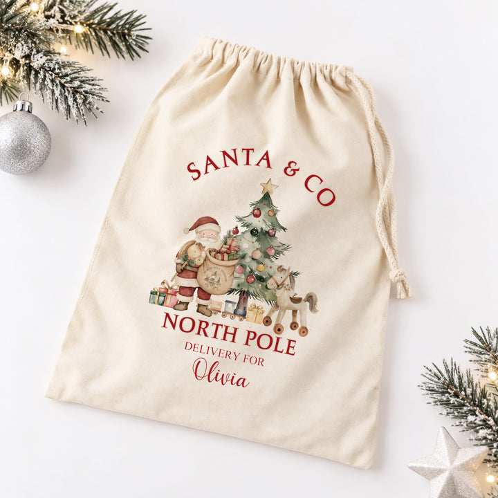 Personalised Santa &amp; Co Christmas Canvas Santa Sack