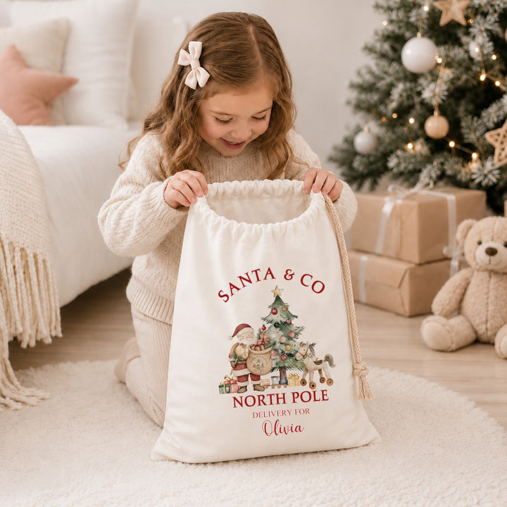 Personalised Santa &amp; Co Christmas Canvas Santa Sack